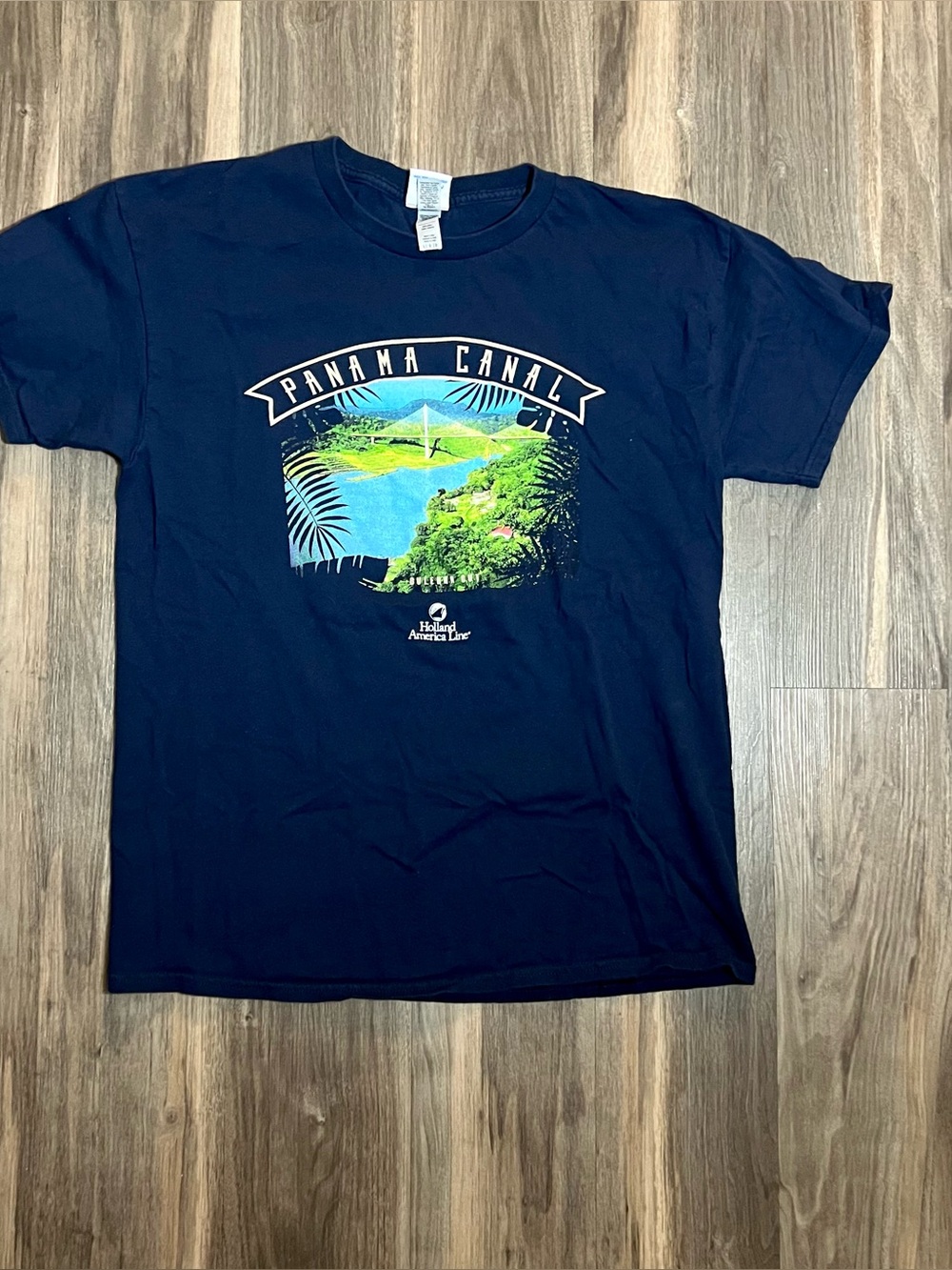 Holland America Panama Canal Culebra Cut Adult T-Shirt Size L Blue